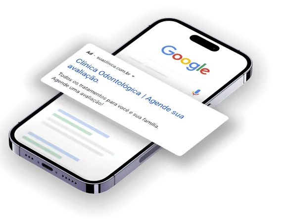 Anúncio de clínica no topo do Google